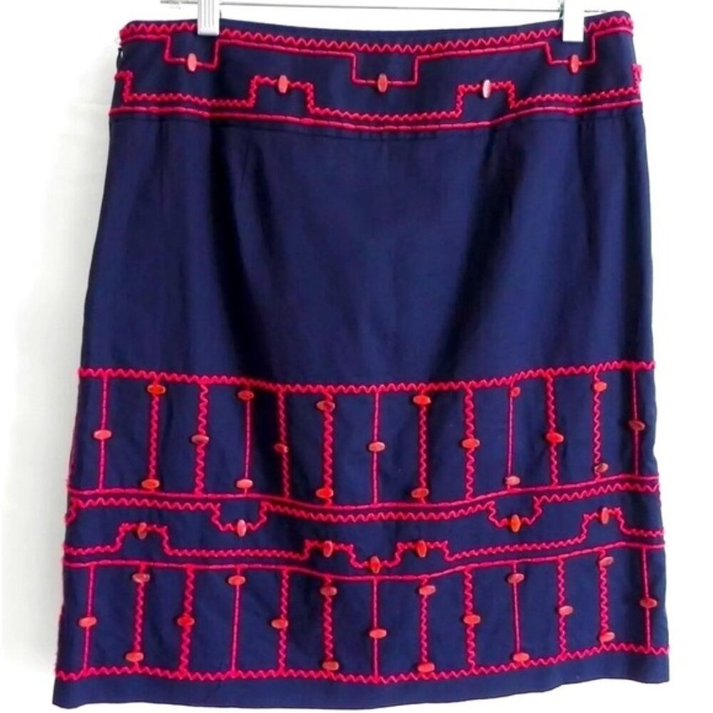 Etcetera beautiful skirt with pebble and yarn detail in bright  redsize 4